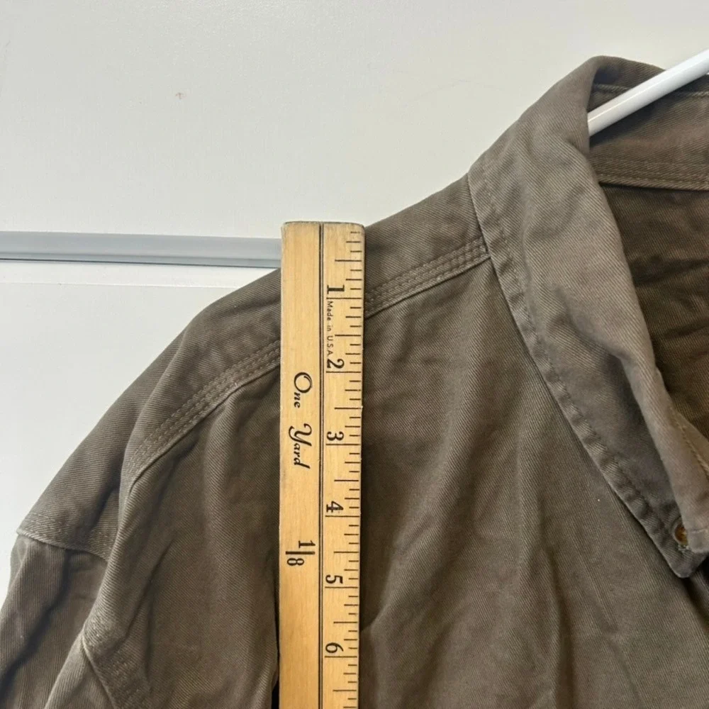 Carhartt Mens 3XL Brown Long Sleeve Button Down Work Shirt Original Fit Twill